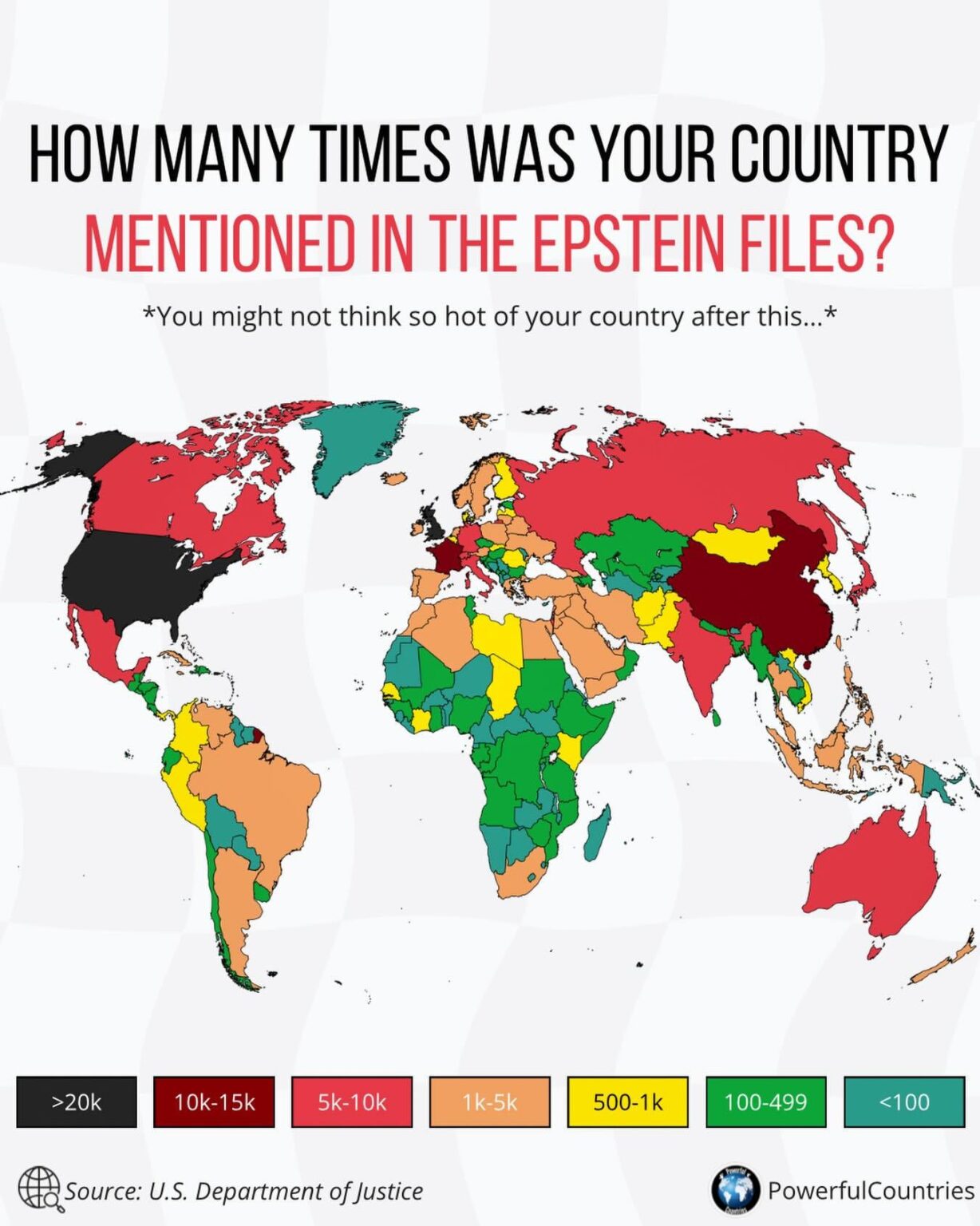 HOW MANY TIMES WAS YOUR COUNTRY MENTIONED IN THE EPSTEIN FILES?