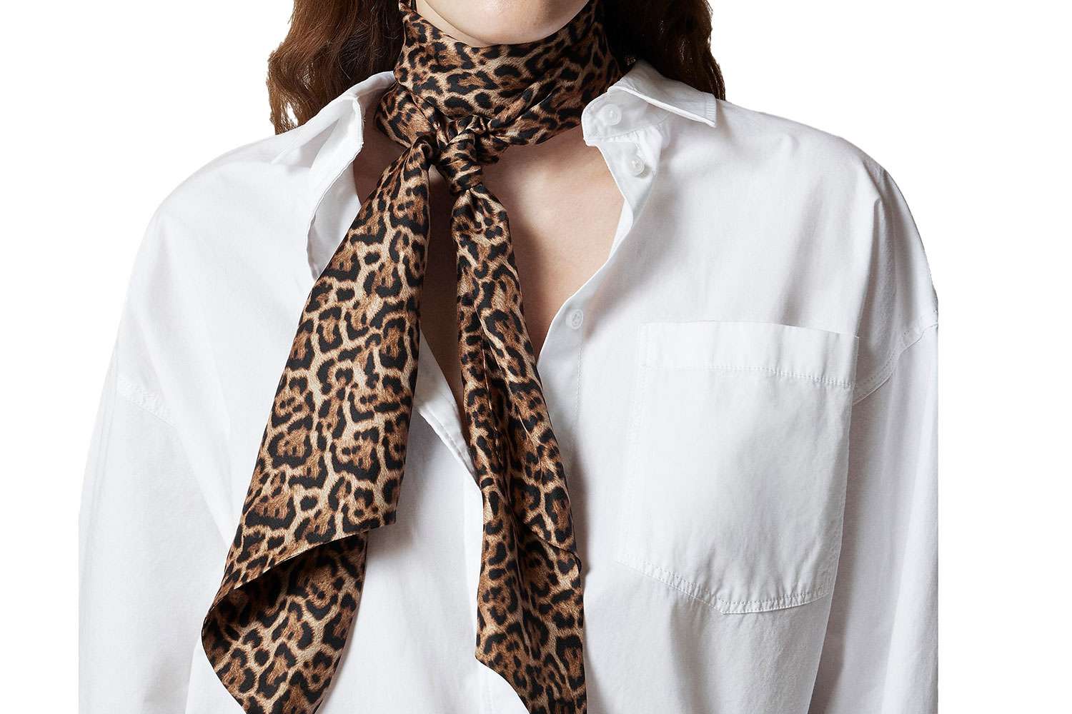 Long printed silk scarf