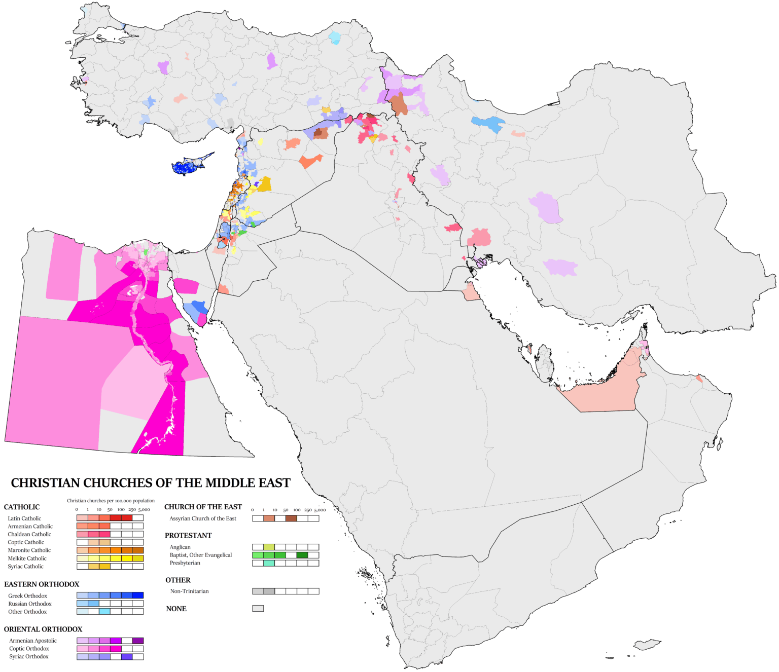 Christian churches of the Middle East [OC]