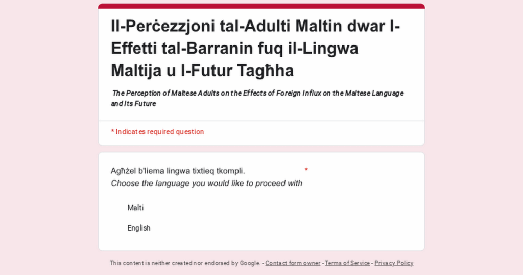 Survey on the future of the Maltese language