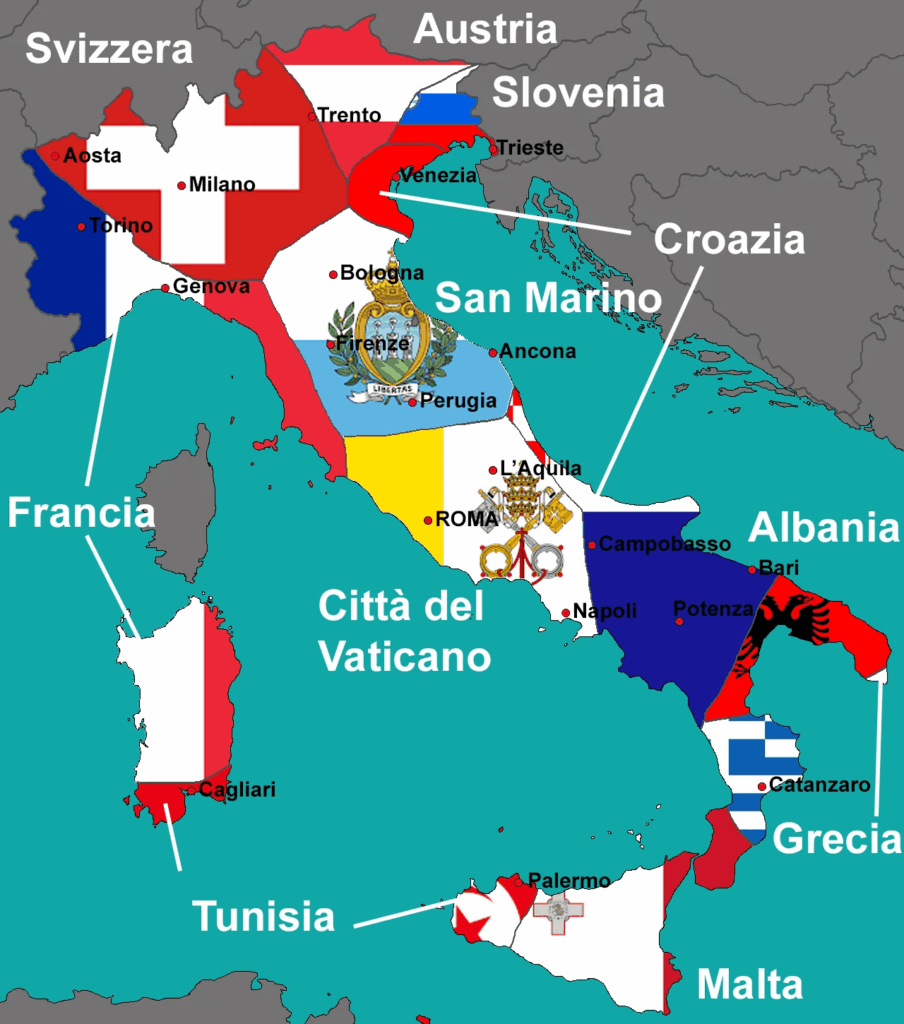 Which country is the closest to you when in Italy?