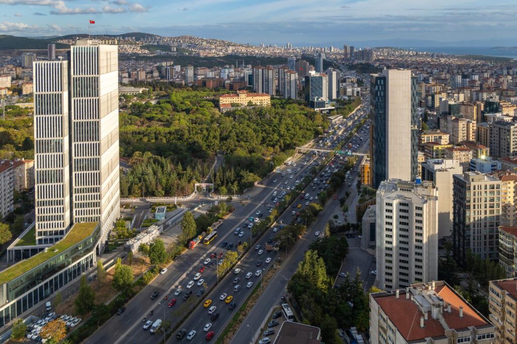 Modern office towers and high-rise buildings line the Kadikoy district in Istanbul, Türkiye. (Adobe Stock Photo)