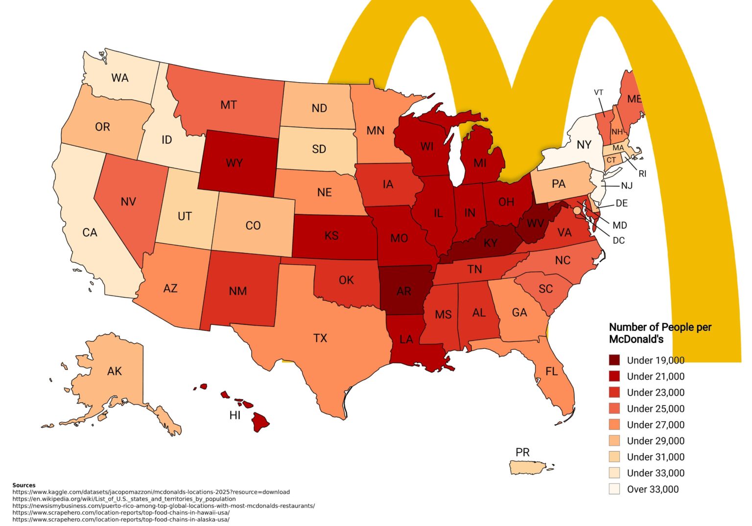 Number of people per McDonald's location in the US [OC]