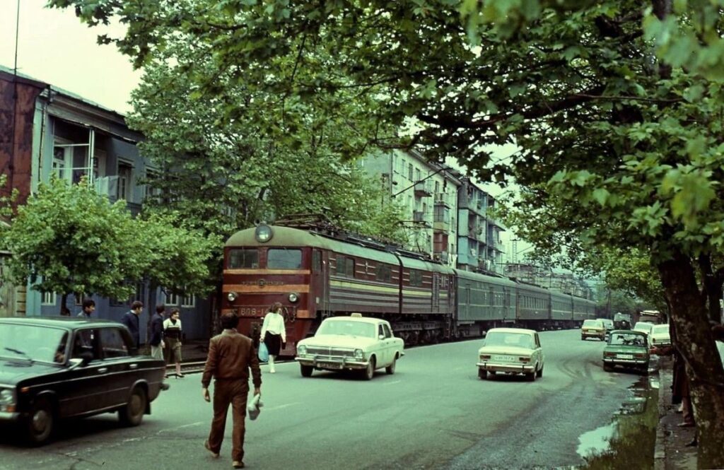 Railway tracks on Chavchavadze Street. Batumi, Georgian SSR, 1985. Currently dismantled.