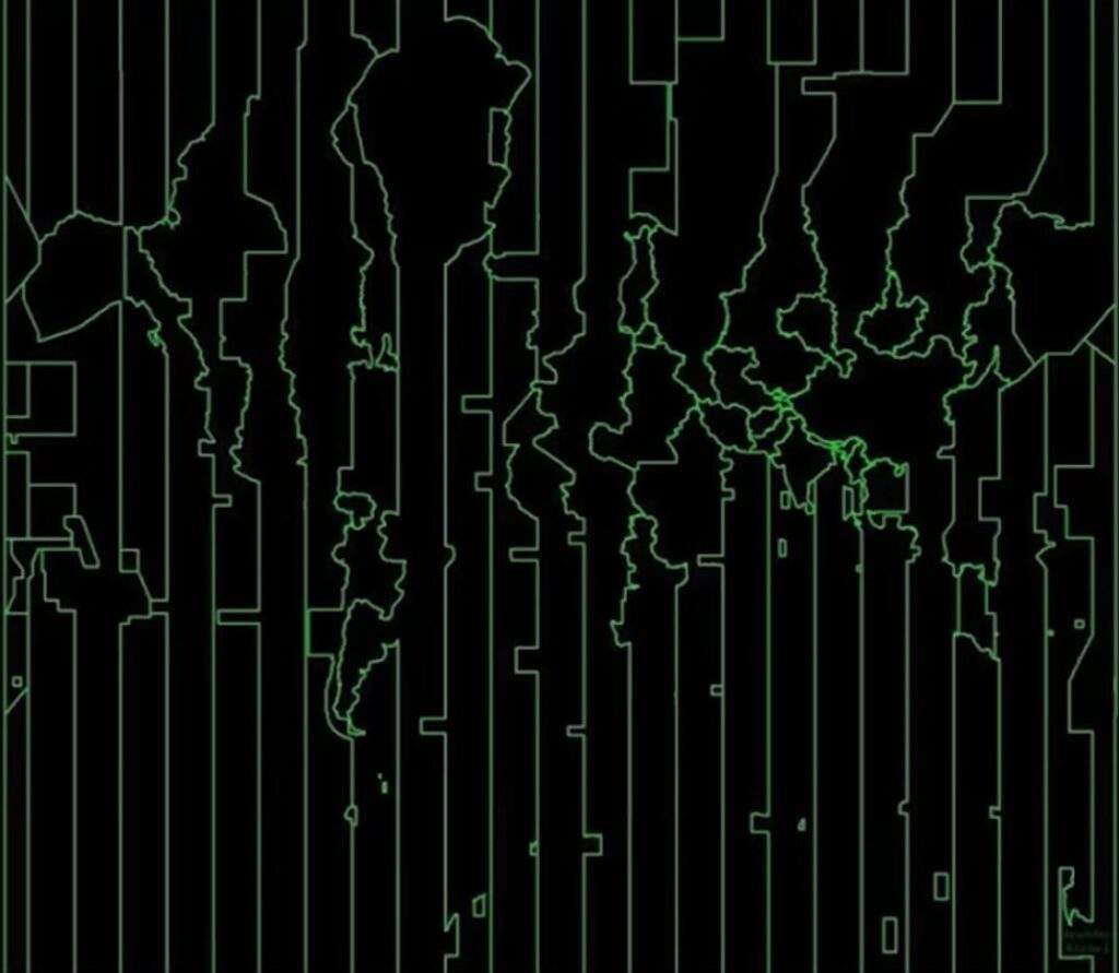 A map of the world made from timezones.