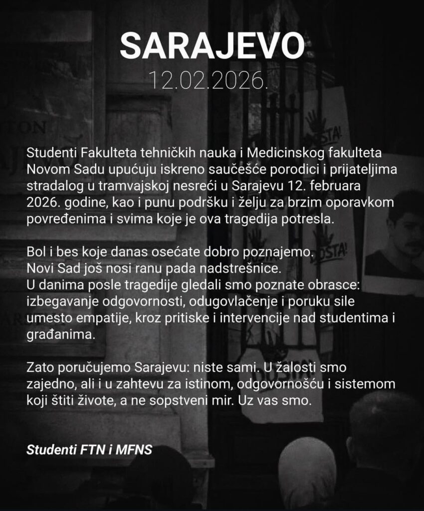 From the Instagram account of students in the blockade of the Faculty of Technical Sciences in Novi Sad.
