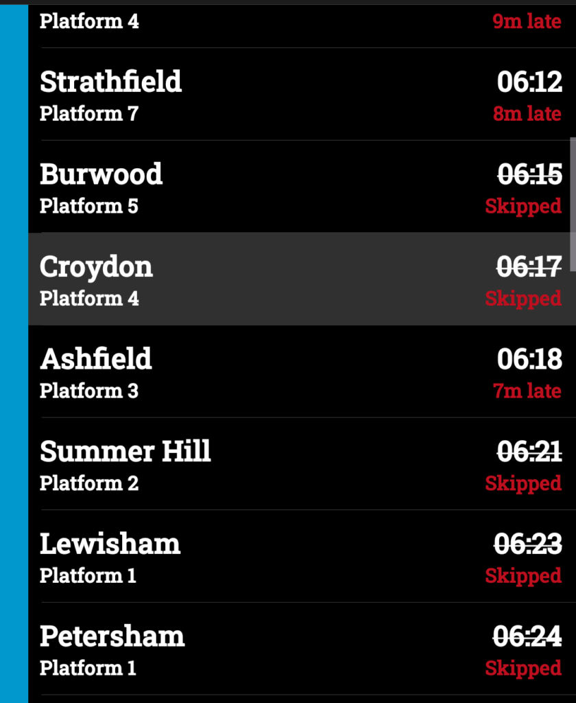 Shitty rail love to skip stations if they late now