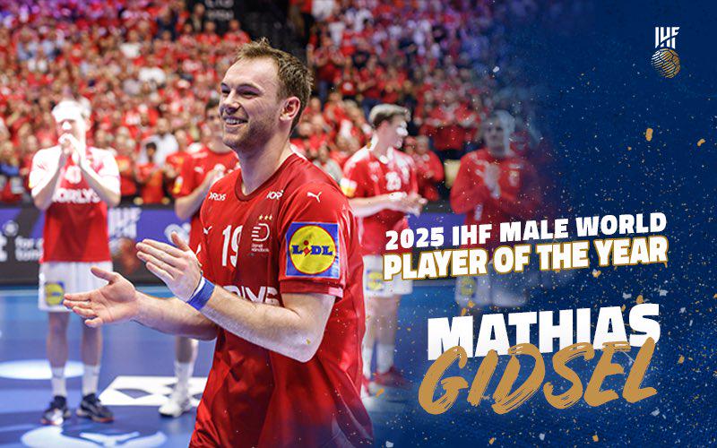 Mathias Gidsel named the world's best male handball player for the third time - he becomes the first to win this award three times in a row
