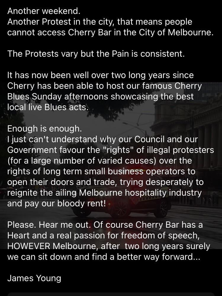 Cherry Bar shares thoughts on protests