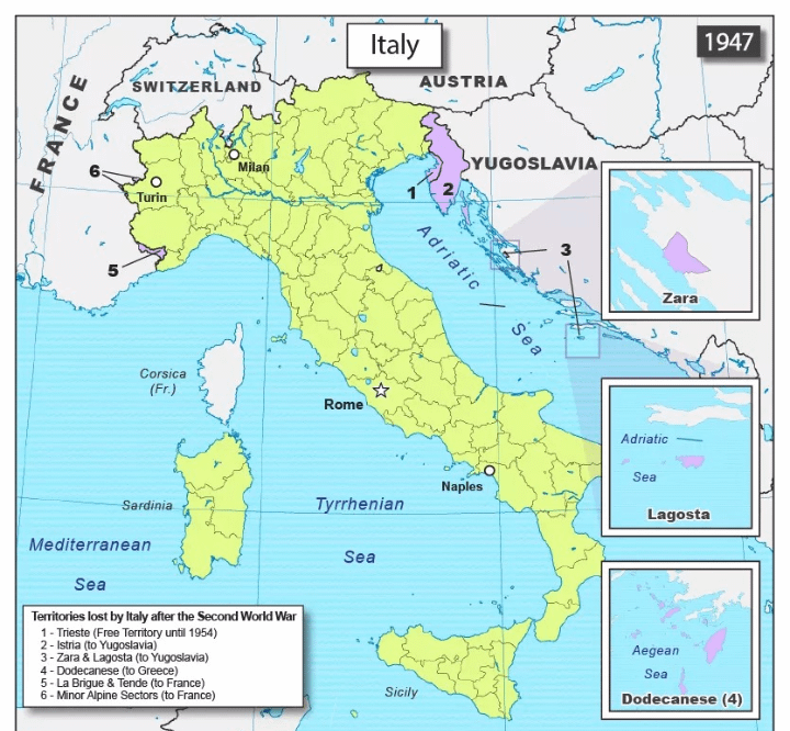 Italy territorial losses, following WW2.