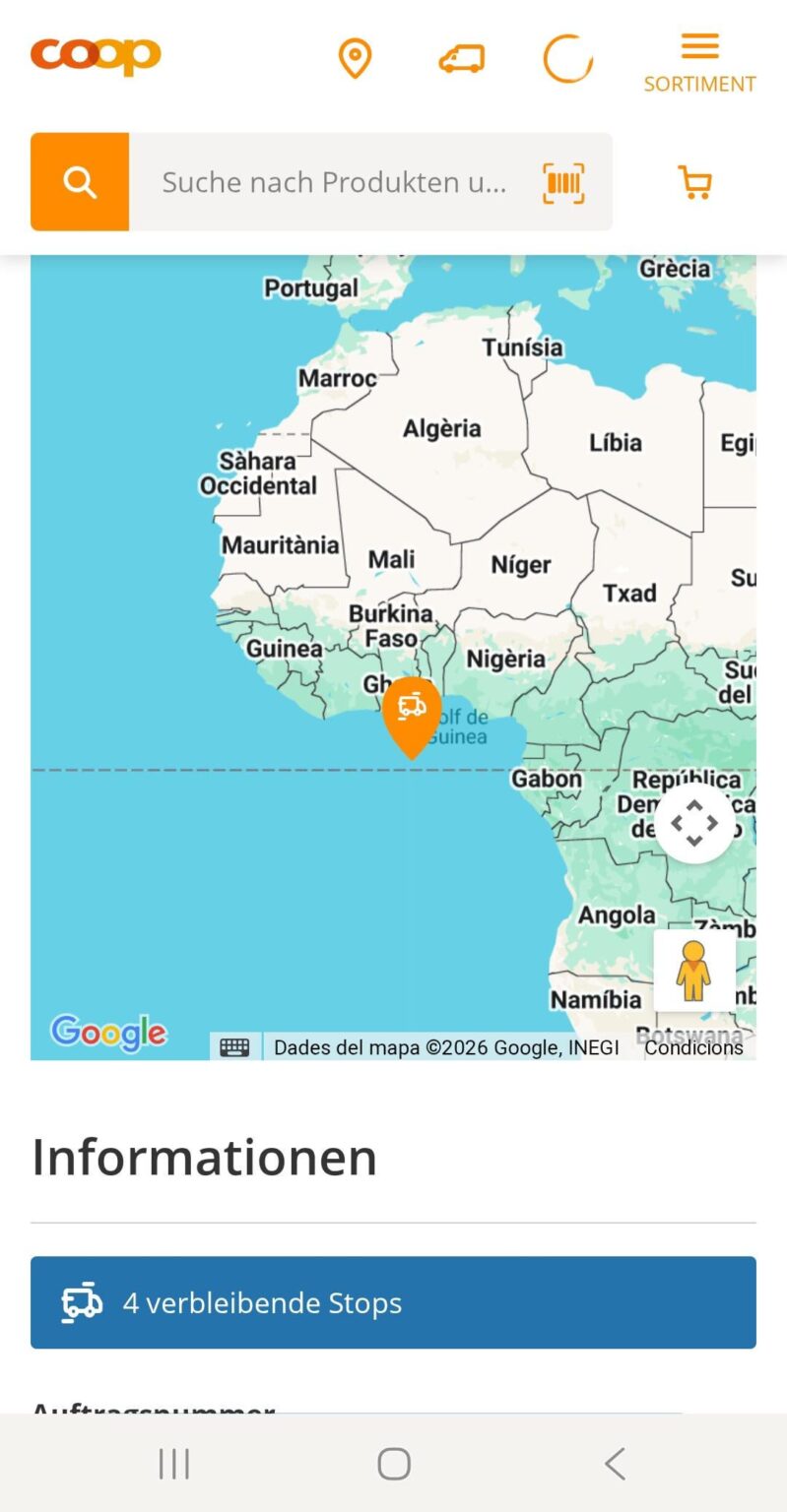 My Coop delivery is in Africa