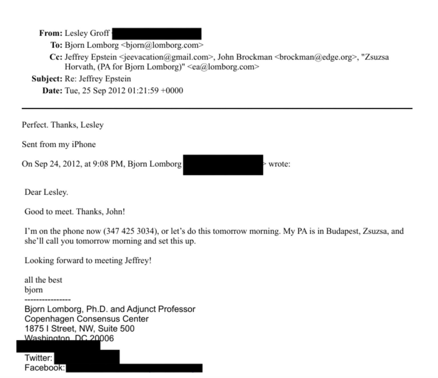 Bjørn Lomborg is in the Epstein files