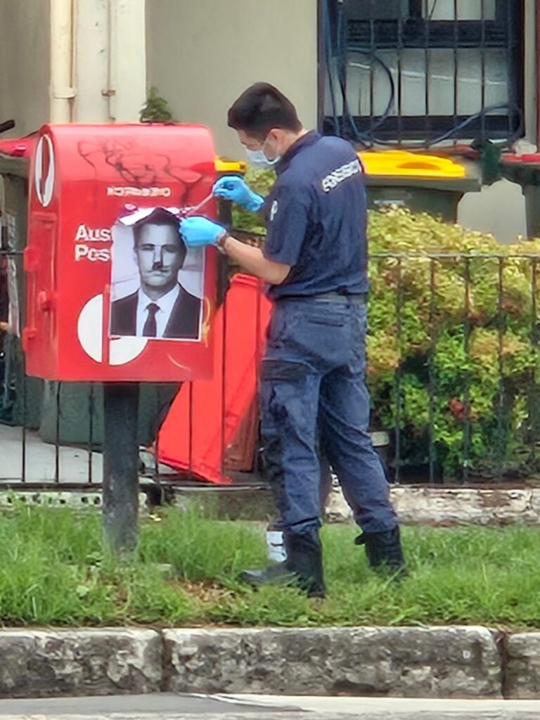 The cops showed at my place 10 hours after my crazy neighbour rammed my car. These posters have been up for an hour.