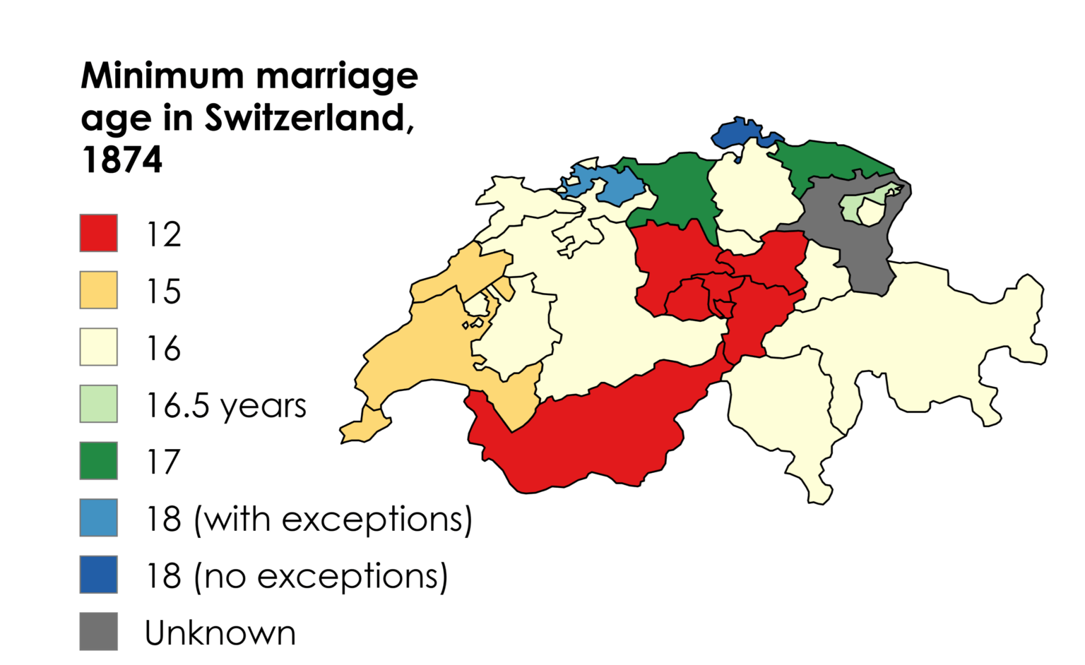 Marriage age (for women) in Switzerland in 1874