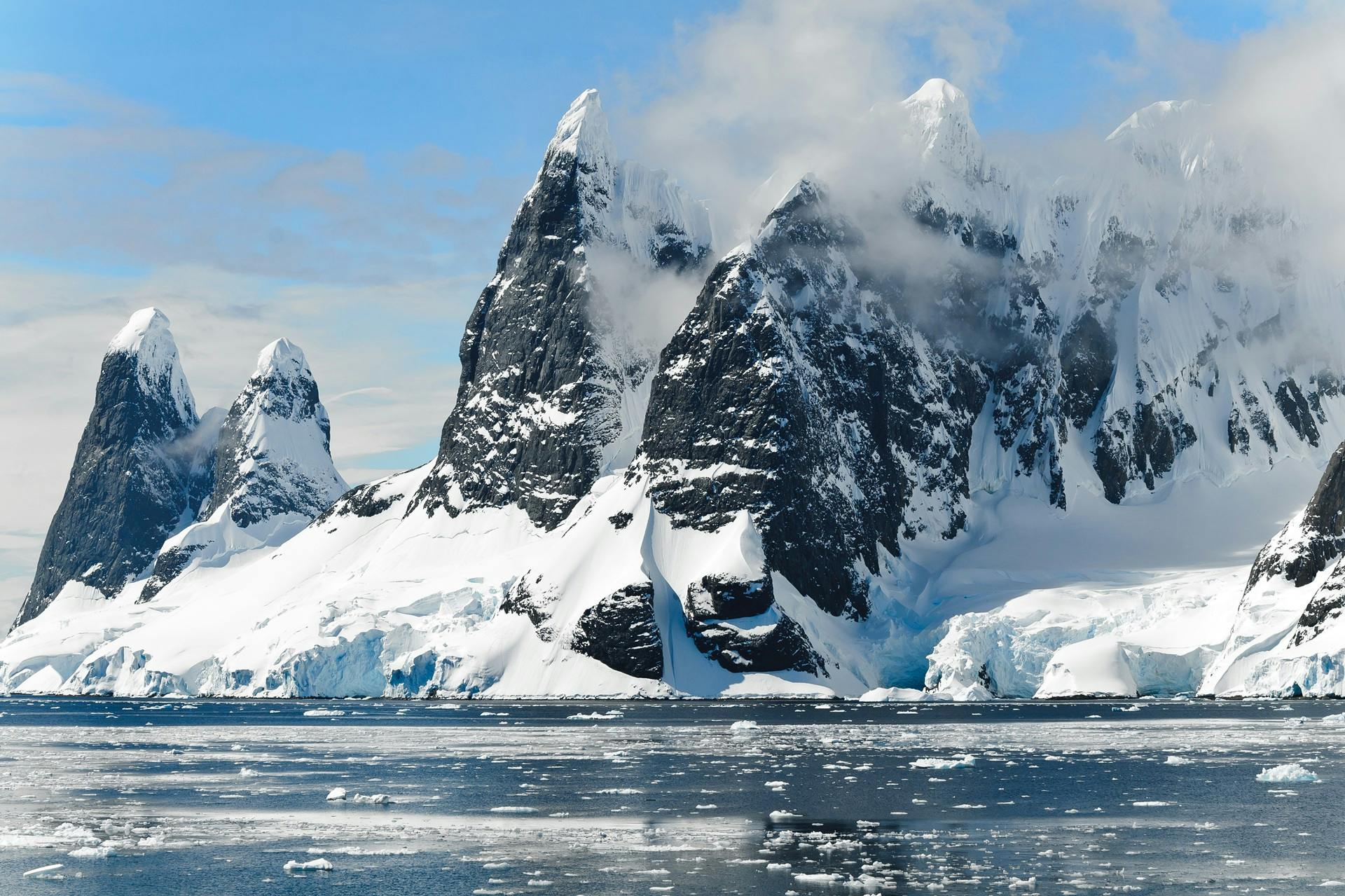 Glaciers and sea in Antarctica