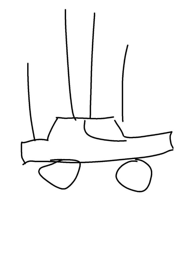car with REALLY tall spikes/ poles on roof