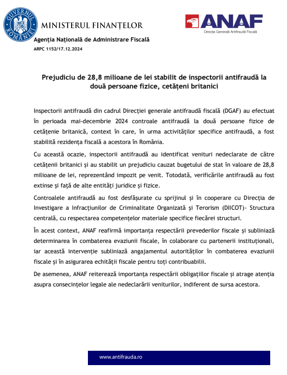 Can Prime Minister Ilie Bolojan, together with Justice Minister Radu Marinescu, explain to us why the case prosecutor Profira Cezar did not send Andrew and Tristan Tate to court, more than a year after this statement was issued by ANAF?