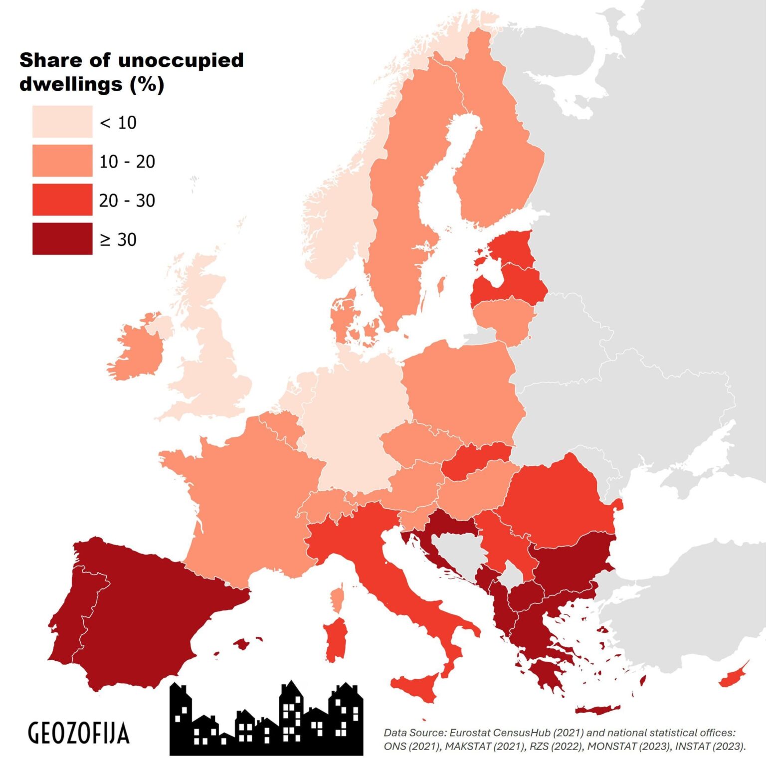 Unoccupied Homes in Europe (%)