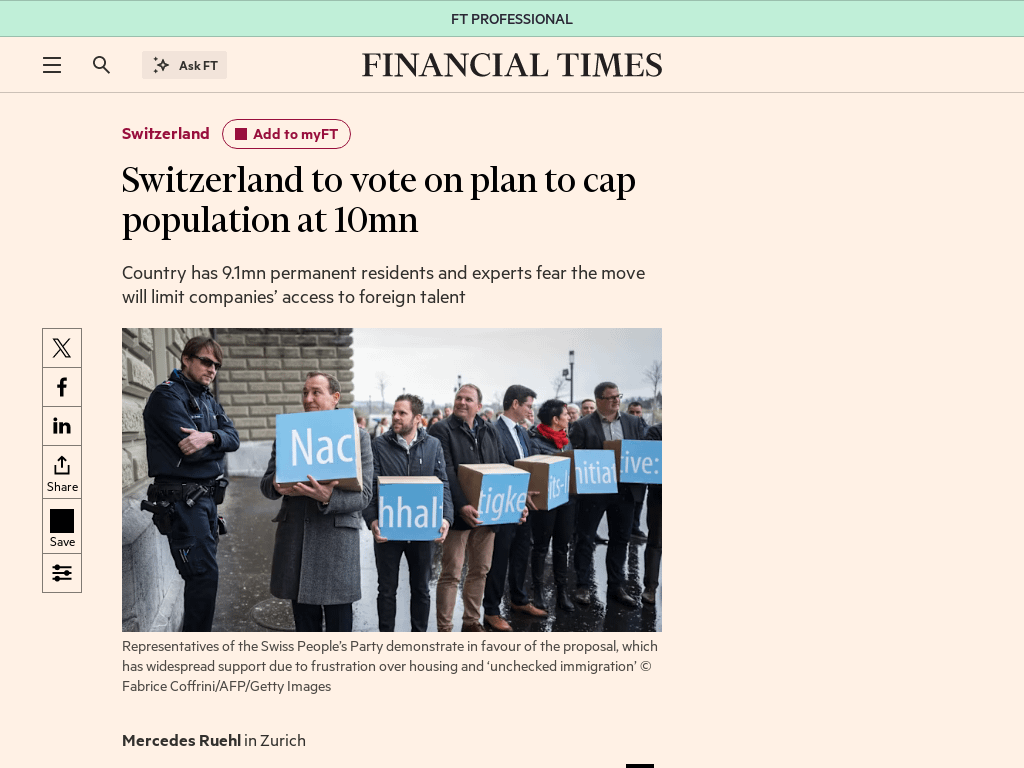 While some countries worry about falling birth rates, Switzerland may go in the opposite direction. They're having a referendum to cap their population at 10 million.
