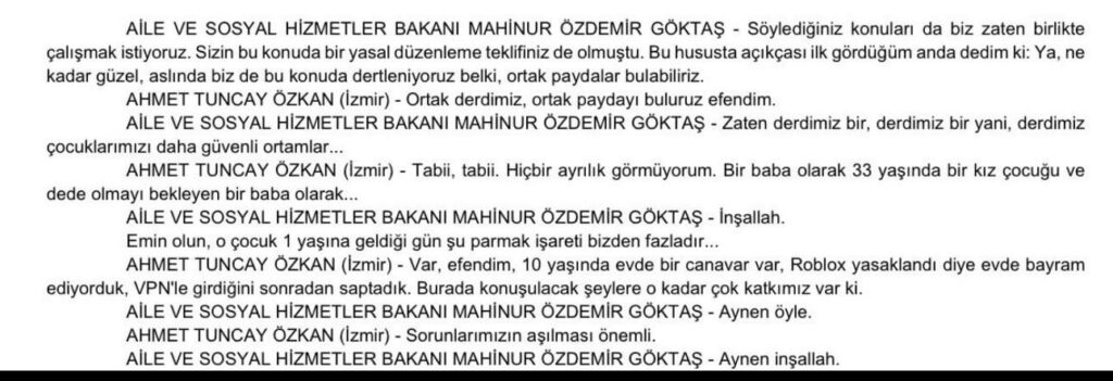 The dialogue between Tuncay Özkan, who is alleged to have submitted the CHP's bill on games and digital game platforms, and Mahinur Özdemir Göktaş, Minister of Family and Social Services, as reflected in the minutes of the Turkish Grand National Assembly: