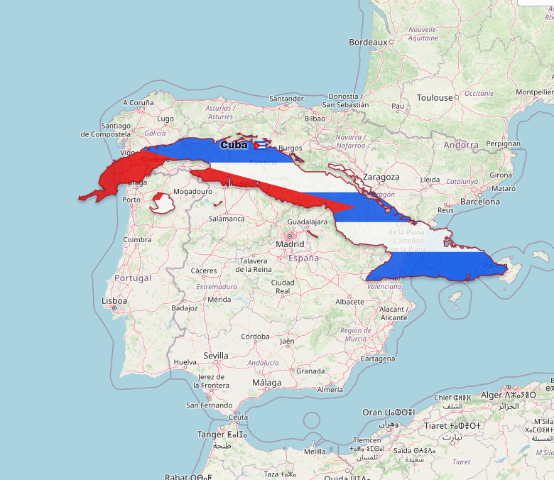 Cuba overlaid Spain
