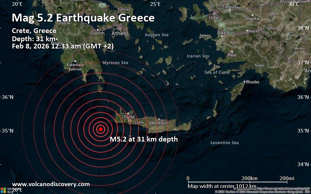 Significant 5.2 Quake Hits Near Chania, Crete, Greece