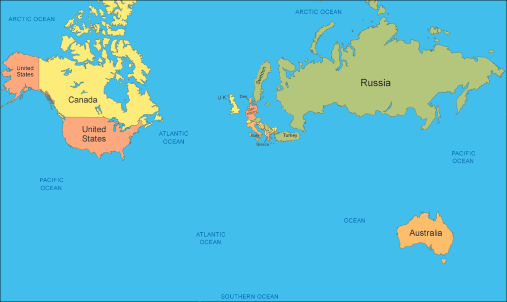 map of the world but only the countries that exist for Macedonians