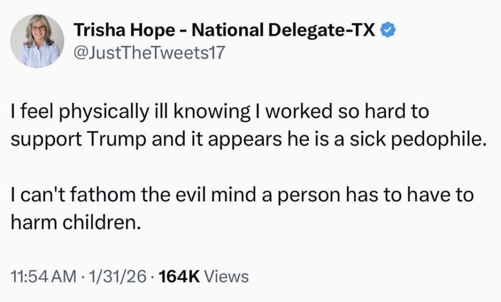 I bet she’s still voting for the Pedo again.