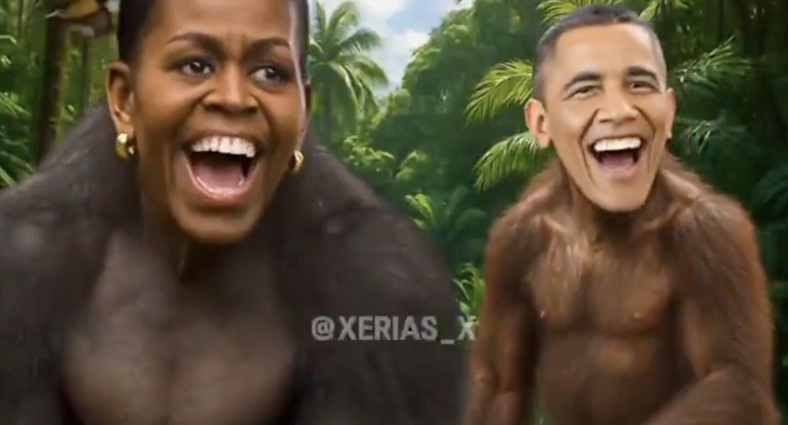 Trump shares video depicting Barack and Michelle Obama as monkeys