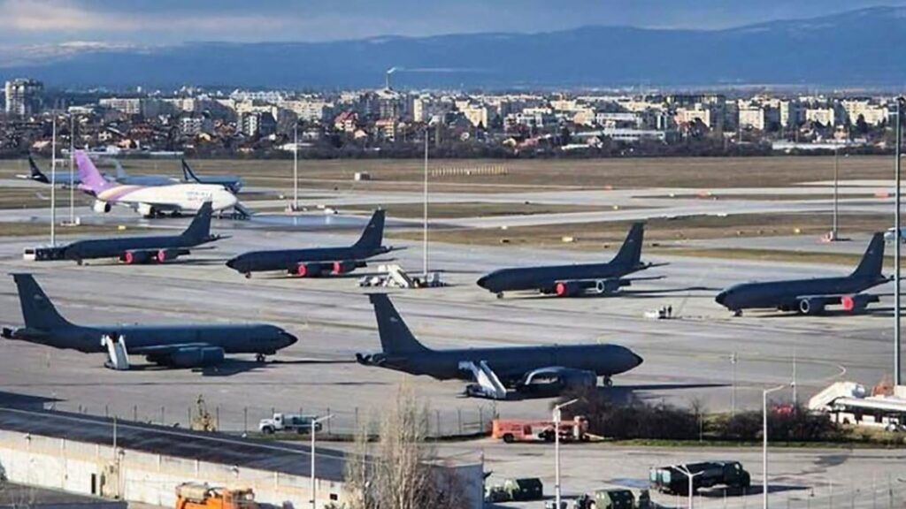 US military aircraft buildup at Sofia Airport