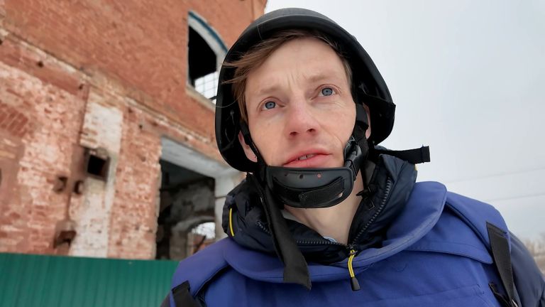 Sky News' Ivor Bennett was forced to run after a drone hit the vehicle he was travelling in