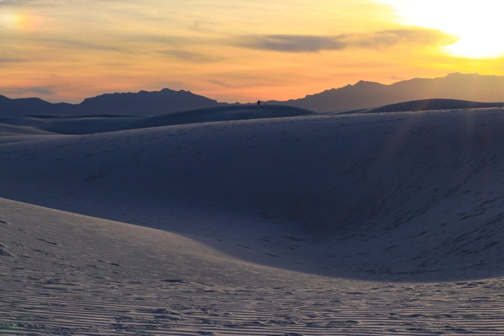 Sunset in white sands National Park