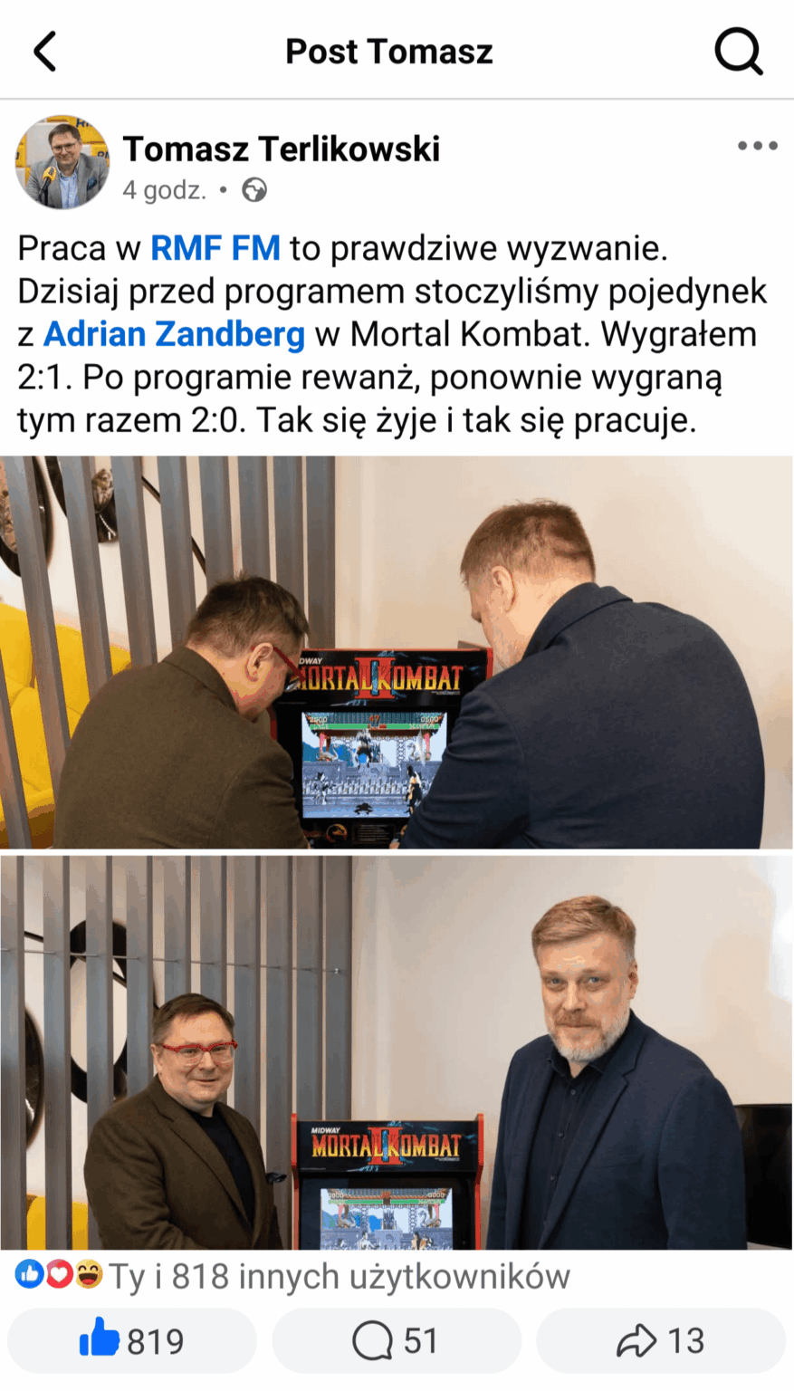 Tomasz Terlikowski won against Adrian Zandberg, twice!