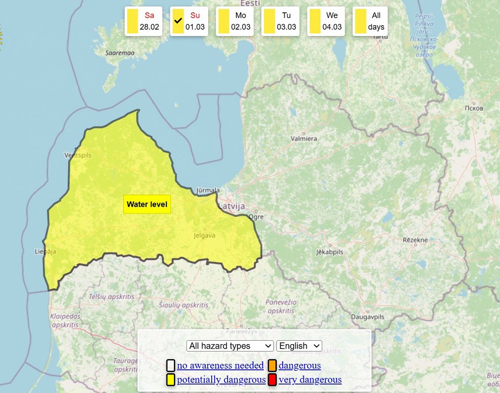 Weather warning March 1st, 2026