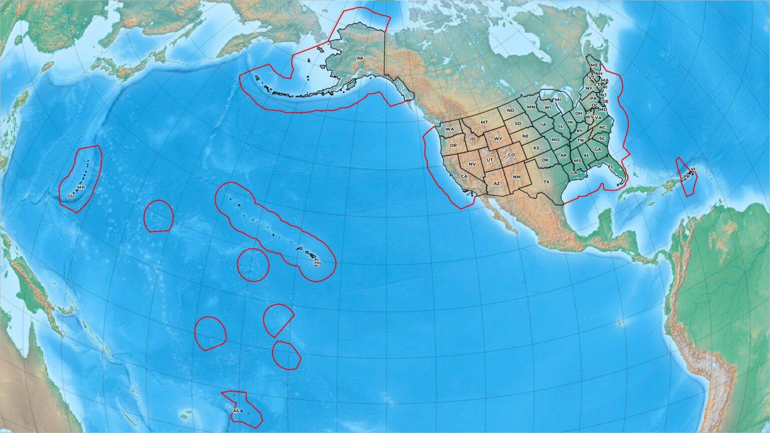 The United States, including all states and territories