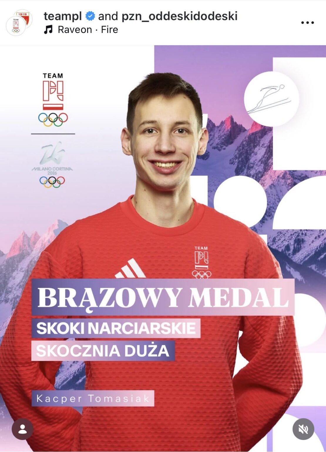 Kacper Tomasiak wins bronze at Ski Jumping Men's Large Hill Individual! Poland now has 3 total medals, 2 silver and one bronze at the 2026 Winter Olympics. 🤍❤️🦅