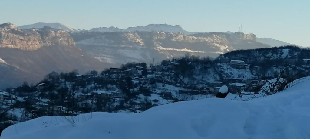 Shusha city canyon and winter in suburbs of Khankendi city (Karabakh region)