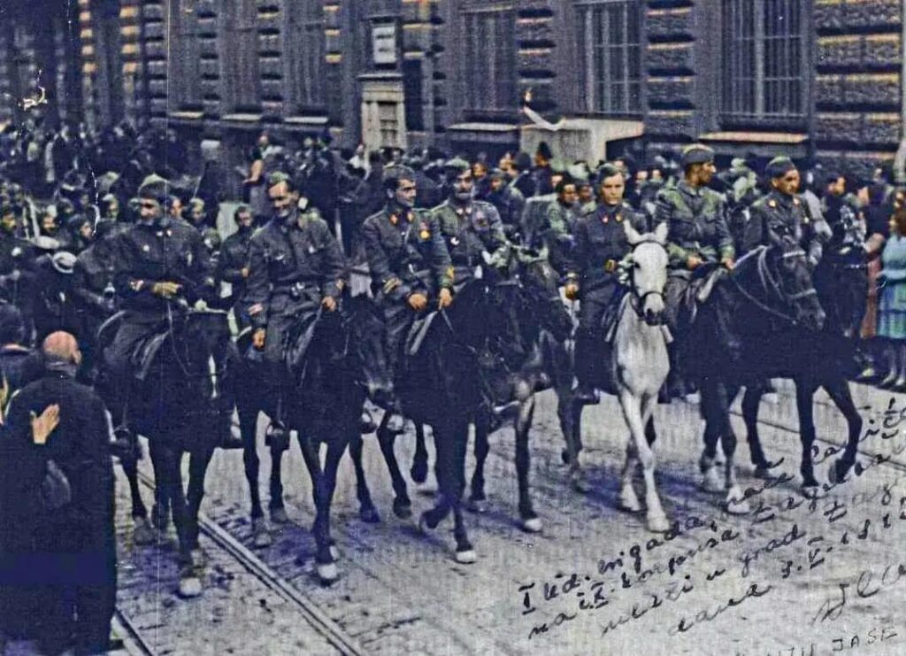 Members of the Braća Radić Partisan Brigade in Zagreb on May 9, 1945.