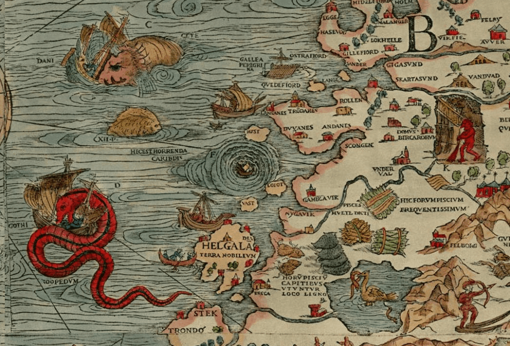 Moskstraumen, a maelstrom in the Norwegian Sea, has inspired everyone from Mercator to Edgar Allen Poe, Jules Verne and Cixin Liu. It was first depicted in the Carta marina, Olaus Magnus's 1539 map of Scandinavia, and has been terrifying sailors ever since.