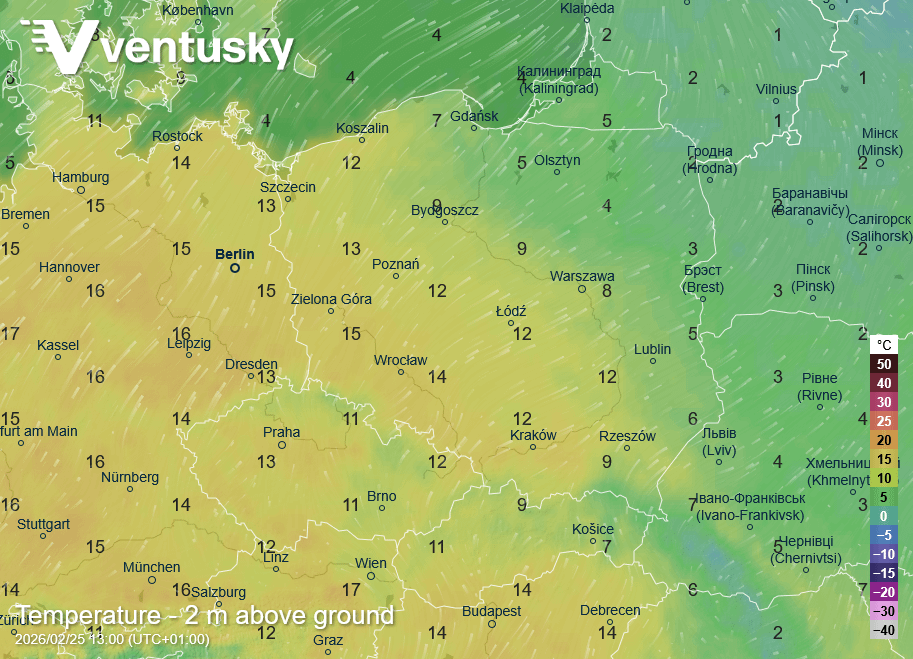 Temperatures next Wednesday - spring is coming