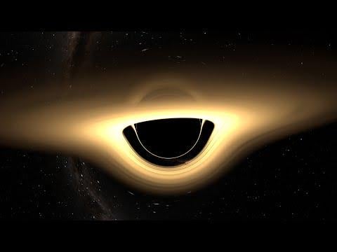 [OC] I wrote my own relativistic ray tracer to see what it would look like to fly past a Black Hole. Here is the result.