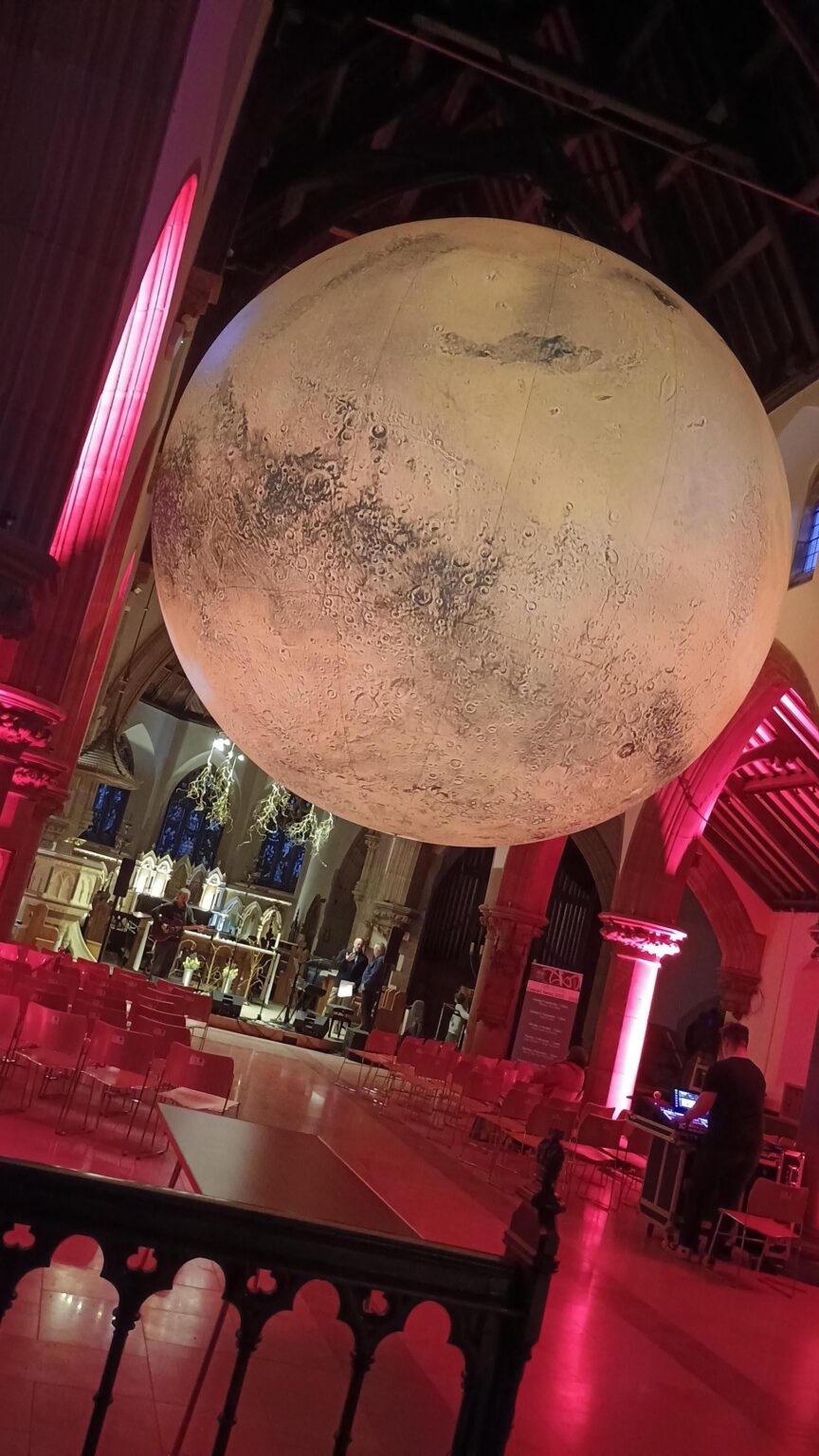 Giant model of Mars in Peel Cathedral, Isle of man