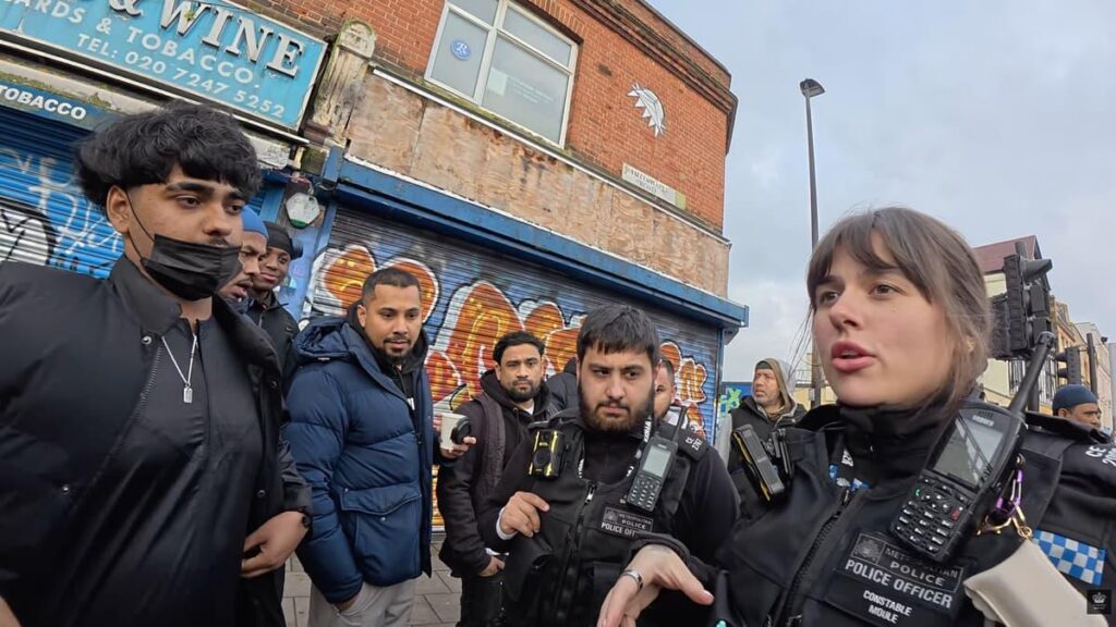 'This is a Muslim area': Moment Met Police officer confronted in Whitechapel as she defends free speech of Christian preacher