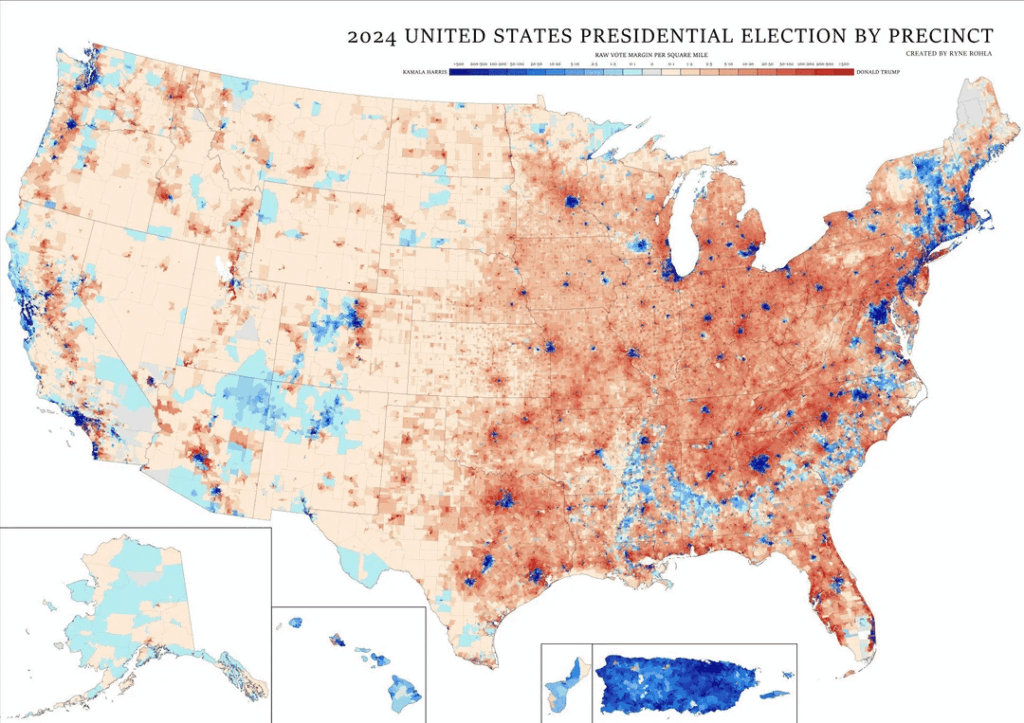 Visualization of the 2024 Presidential Election Accounting for Density Visualization of the 2024 Presidential Election Accounting for Density