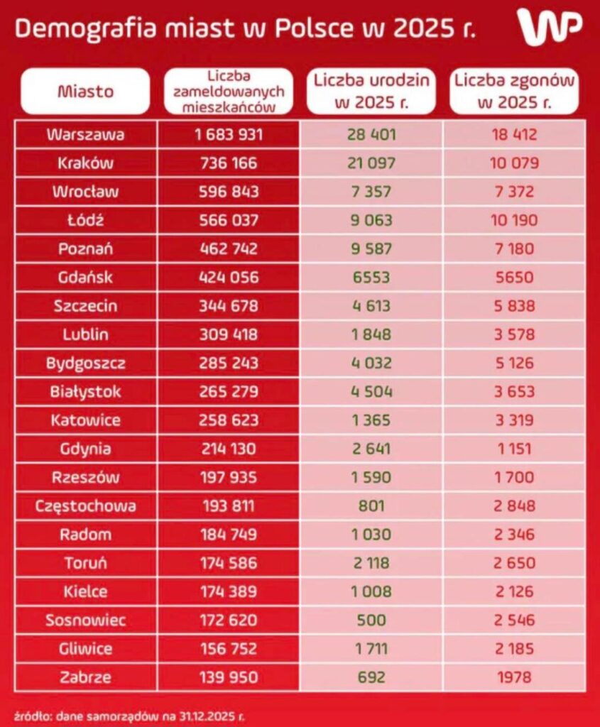 In Poland's largest cities, in 2025 more children were born than died