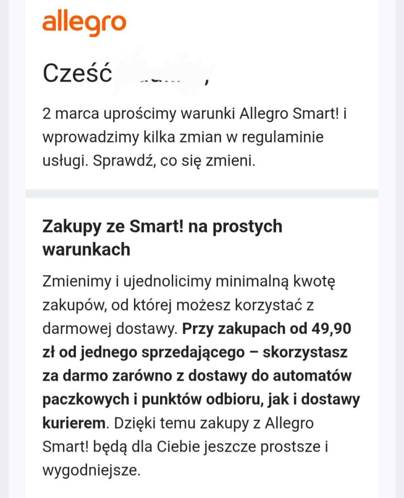 Oh, how nice, Allegro has increased the free shipping thresholds again. Sorry, it has been standardized, for the convenience of customers, of course