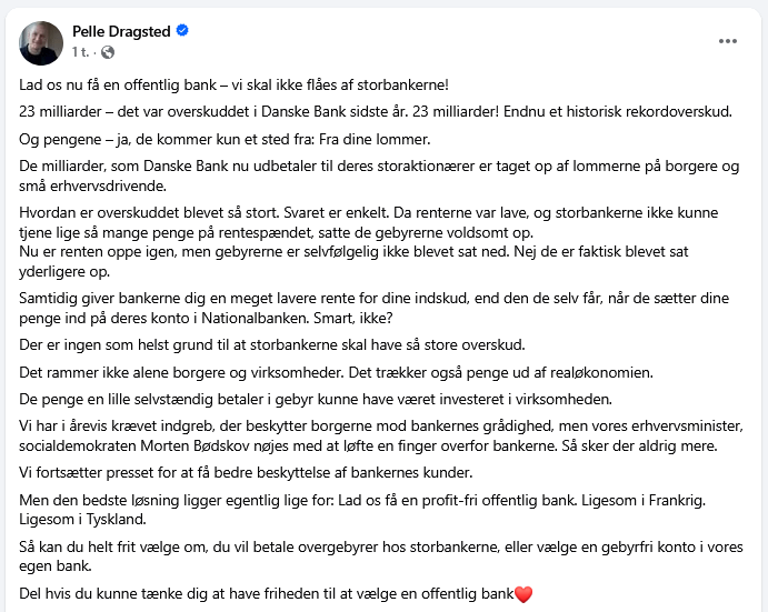 Pelle Dragsted [Enhedslisten]: Now let's get a public bank - we must not be ripped off by the big banks