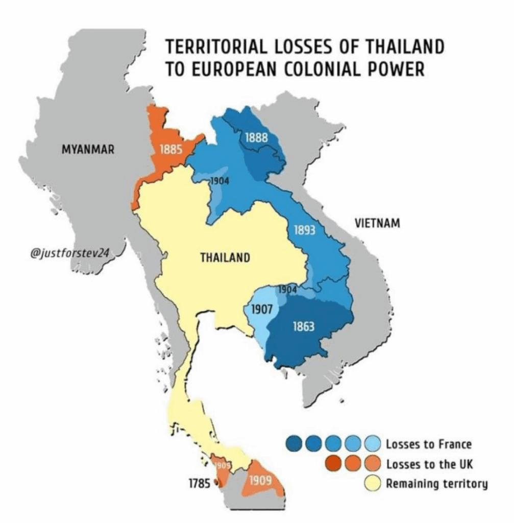 Territorial losses of Thailand to European Colonial Power.