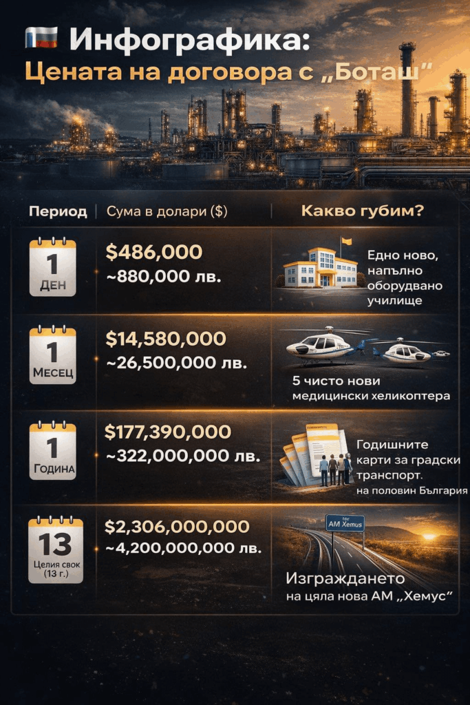 Because the Green Sock #Radev said that the "Botash" contract can and will work for Bulgaria, this is how it works "for" Bulgaria: