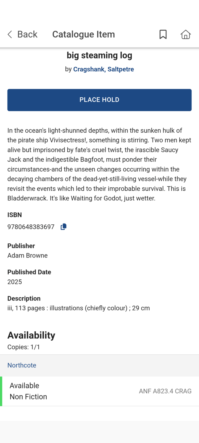 Our book is available at the library. It's a small thing but I'm excited about it